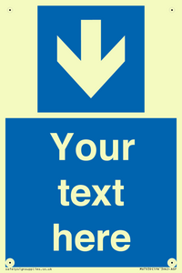 Custom Mandatory directional sign, blue arrow down